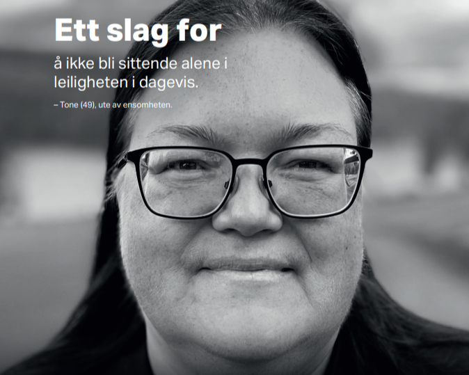 Ett slag for å ikke bli sittende alene. Annonse Finansavisen 08.0.24. Tone Samsonstuen